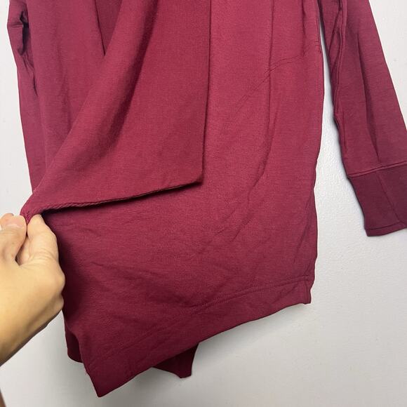Athleta Women's Open Front Cardigan Pocket Long Sz S Burgundy Layering Comfy - Picture 5 of 13
